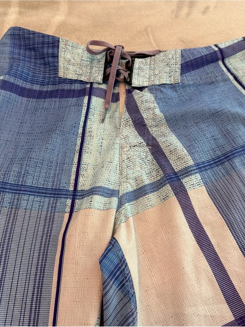 BillaBong Men's Blue Plaid Swim Trunks - Classic Boardshorts